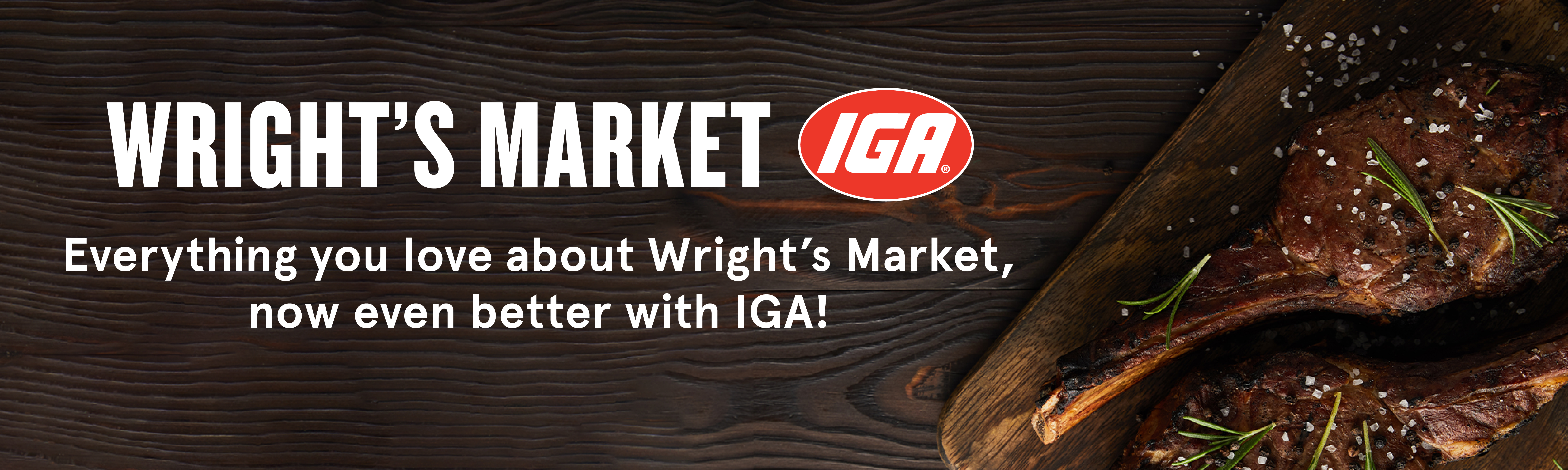 Image of Wright's Market logo on wood grain background